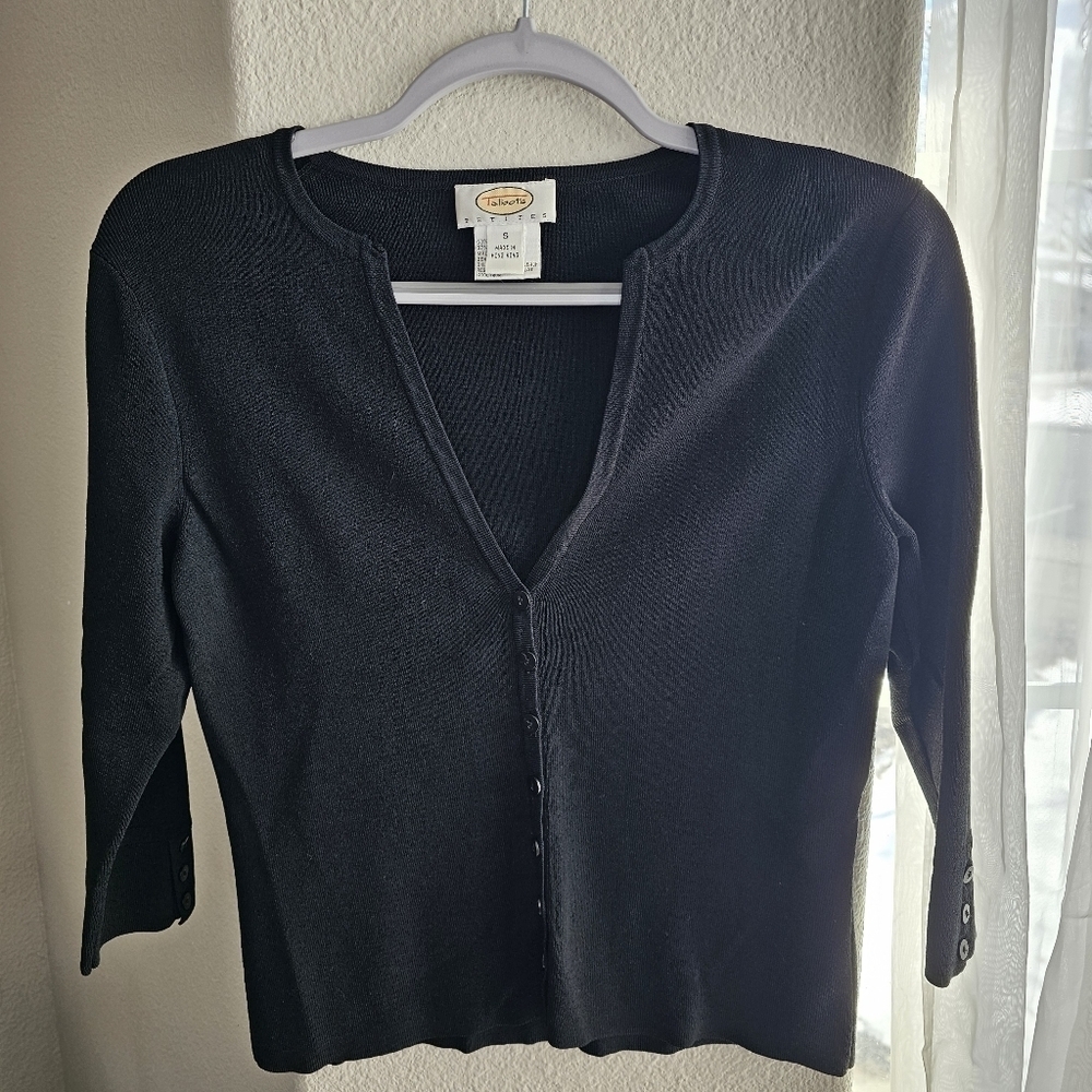Talbots V Neck  Cardigan Black Sz Petite S